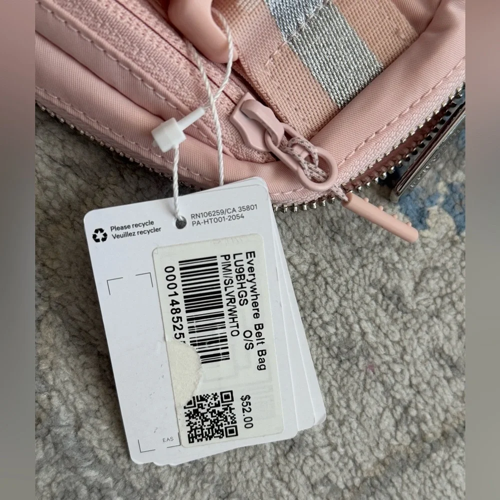 Everywhere Belt Bag 1L Wordmark Pink Mist/Silver/White Opal (NWT) - Picture 10 of 10